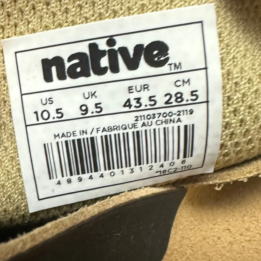 Native Apollo Chukka Hydro Mens 10.5 Brown Tan Mid Top Sneakers